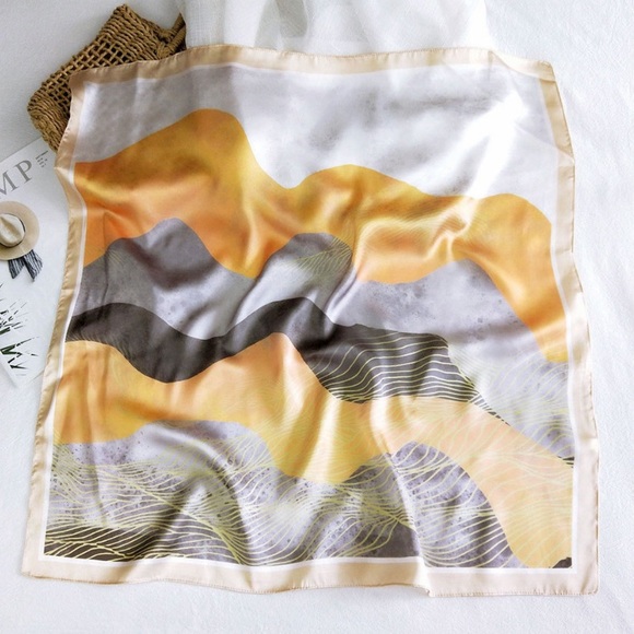 Lagom Studio Accessories - 💕LAST ONE Elegant Art Illustration Silk Scarf